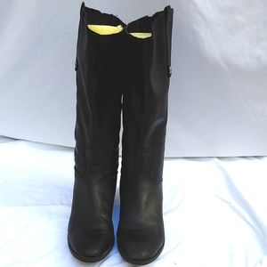 Ladies black leather boots, Sam Edelman, back zip w/ snap, 7.5 M